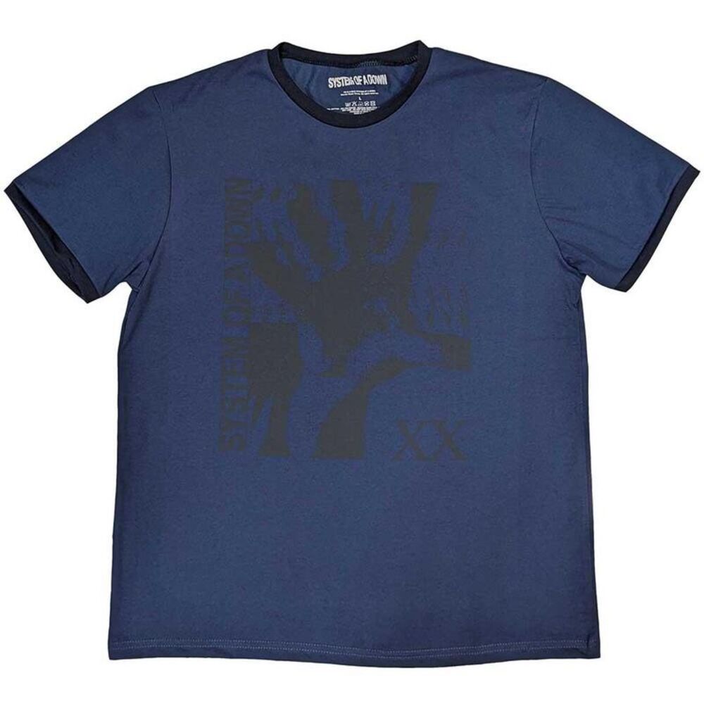 System Of A Down Unisex Adult Intoxicated Ringer Cotton T-Shirt / Denim Blue
